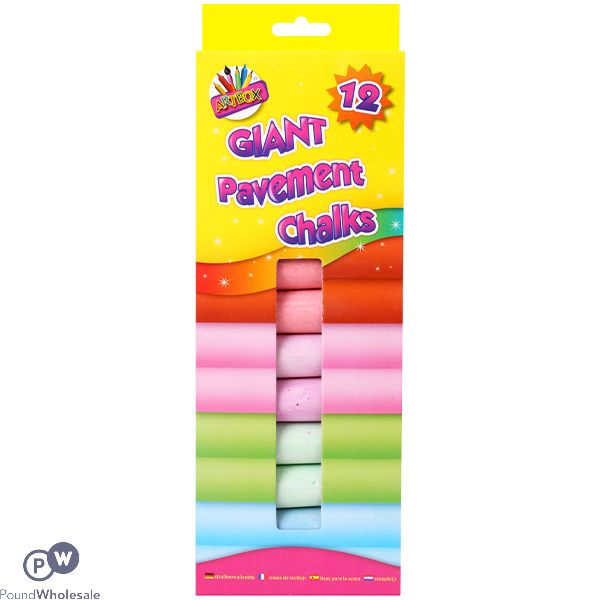 Artbox Assorted Colour Giant Pavement Chalks 12 Pack