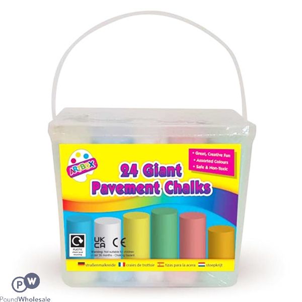 Artbox Assorted Colour Giant Pavement Chalks Tub 24 Pack