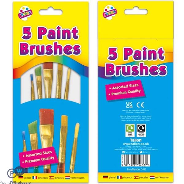 Artbox Assorted Premium Paint Brushes 5 Pack