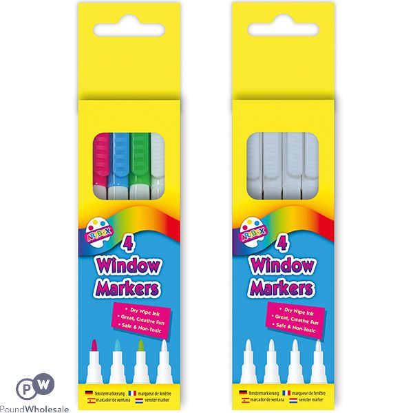 Artbox Assorted Colour Dry-Wipe Window Markers 4 Pack
