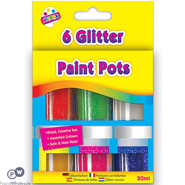 Artbox Assorted Colour Glitter Paint Pots 20ml 6 Pack