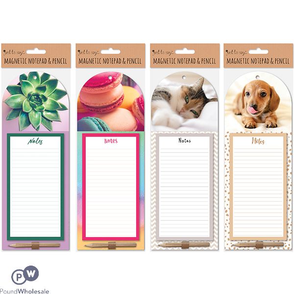 Just Stationery Magnetic Notepad & Pencil Set Assorted