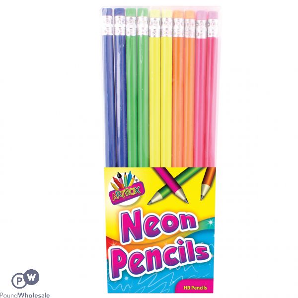 10 Neon Rubber Tip Hb Pencils