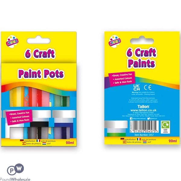 Artbox Craft Paint Pots Assorted Colours 6 Pack