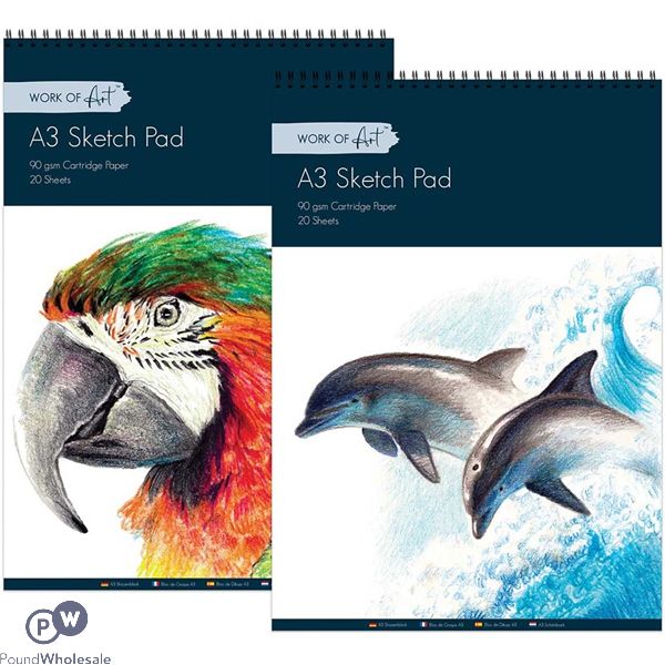 A3 Artists Sketch Pad 20 Sheet Assorted