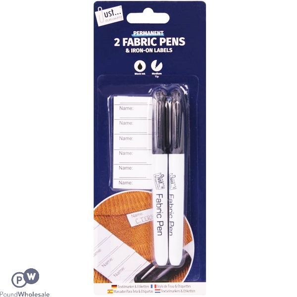 Just Stationery Fabric Pens & Name Tag Labels 2 Pack