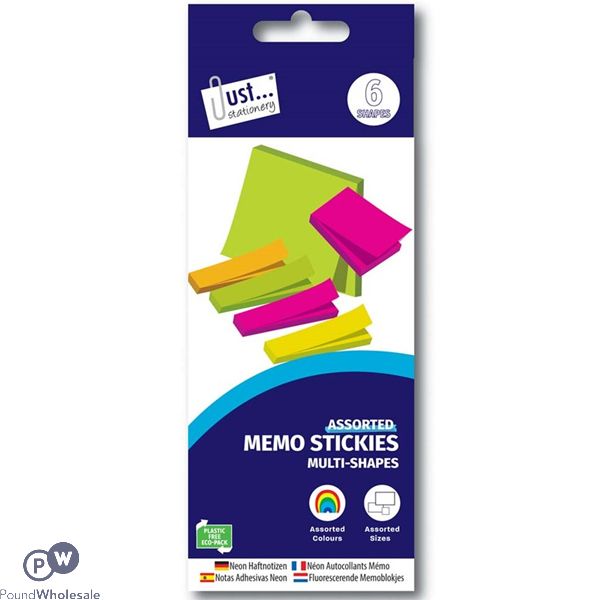 Just Stationery Neon Sticky Notes Assorted 