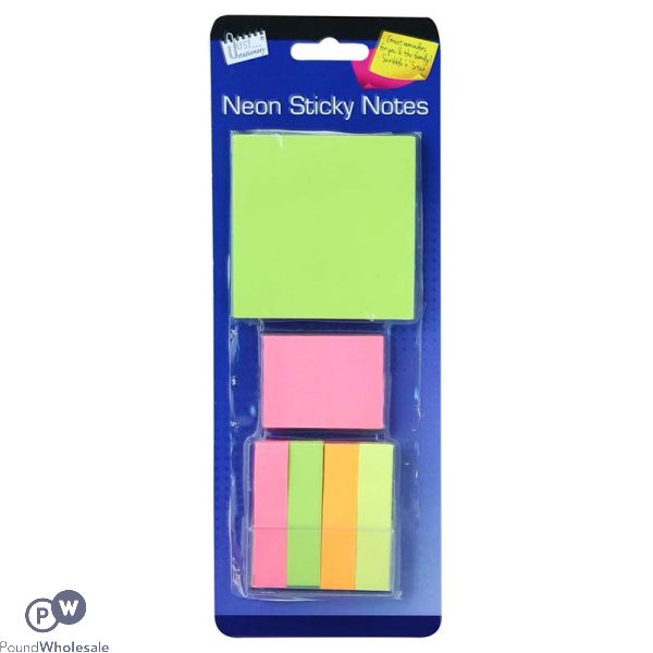 Just Stationery Neon Sticky Notes Assorted 