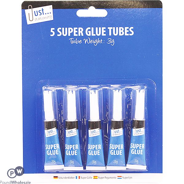 JUST STATIONERY SUPER GLUE TUBES 3G 5 PACK