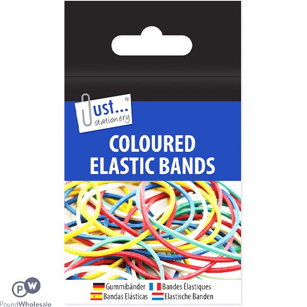 Just Stationery Assorted Colour Elastic Bands 30Gm