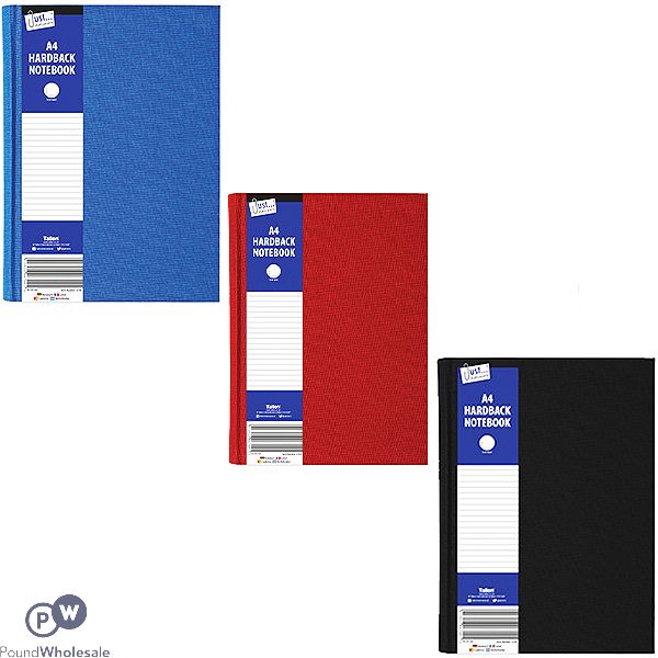 JUST STATIONERY A4 RULED HARDBACK NOTEBOOK ASSORTED COLOURS