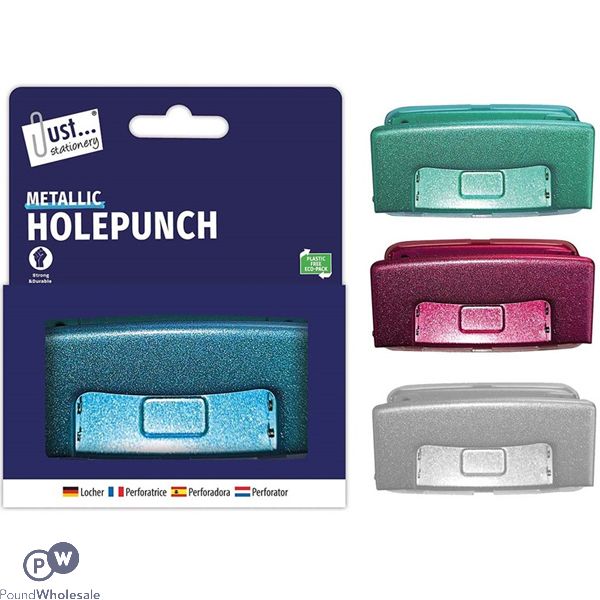 Just Stationery Metallic 2 Hole Punch Assorted Colours