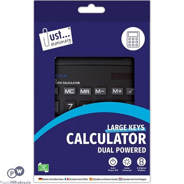 Just Stationery Large Key Desk Calculator 135 X 185mm Assorted