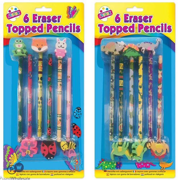 Artbox Eraser-Topped Novelty Animal Pencils 6 Pack Assorted
