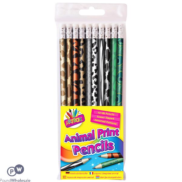 Artbox Eraser-tipped Animal Print Hb Pencils 10 Pack