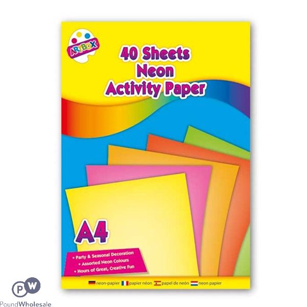 Artbox A4 Assorted Colour Neon Paper 40 Sheets