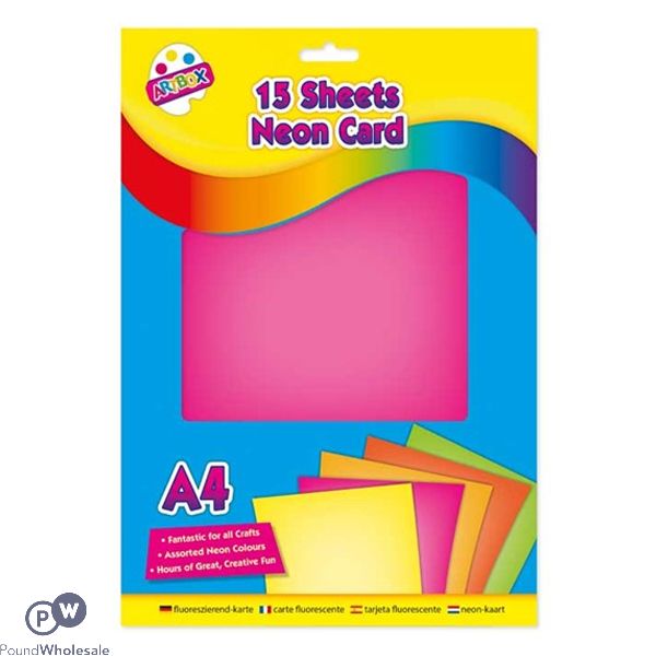 Artbox A4 Assorted Colour Neon Craft Card 15 Sheets