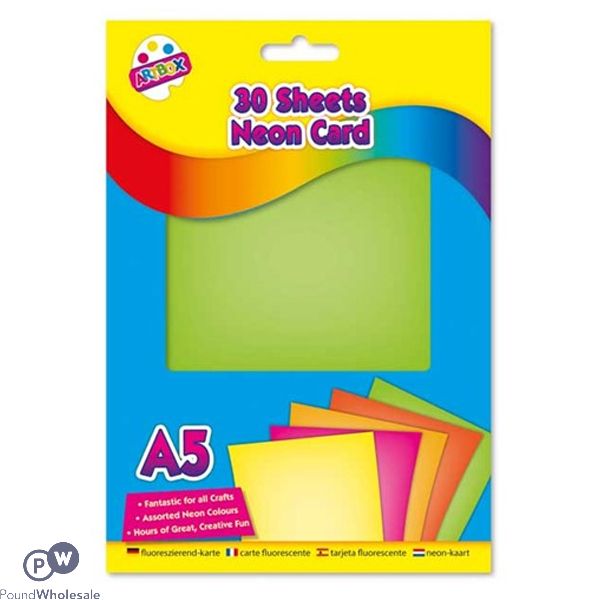 Artbox A5 Assorted Colour Neon Craft Card 30 Sheets