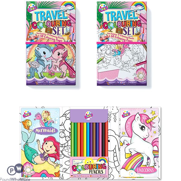 Artbox Unicorns & Mermaids Travel Colouring Set Assorted