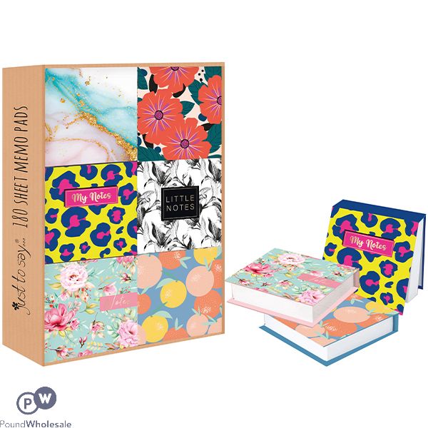 Just Stationery Illustrated 180 Sheet Memo Block Assorted