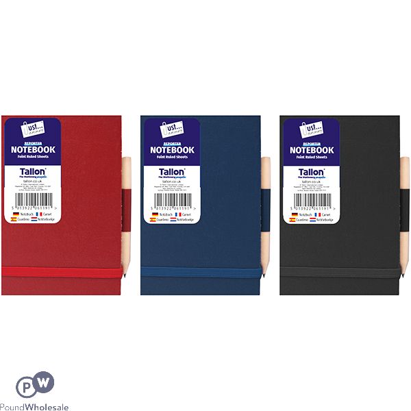 Just Stationery Feint Ruled Police Reporting Notepad With Pencil 13cm X 8.5cm Assorted Colours