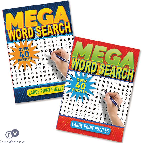 40 Puzzle Large Print Mega Word Search Activity Book Assorted