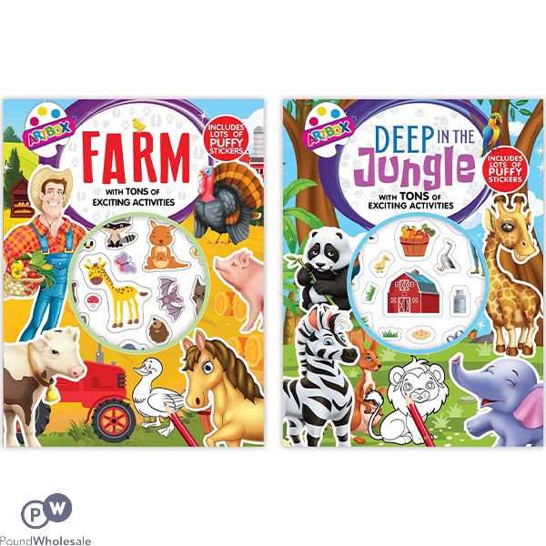 Artbox Puffy Sticker Farm & Jungle Activity Books Assorted