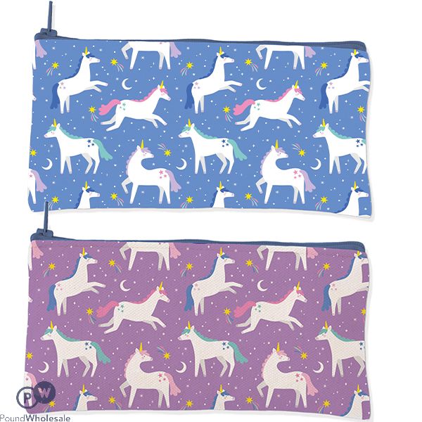 Unicorn Zipped Pencil Case Assorted Colours