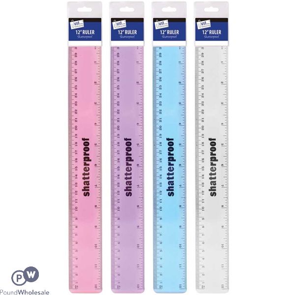 Just Stationery Metallic Shatterproof Ruler 12" Assorted Colours
