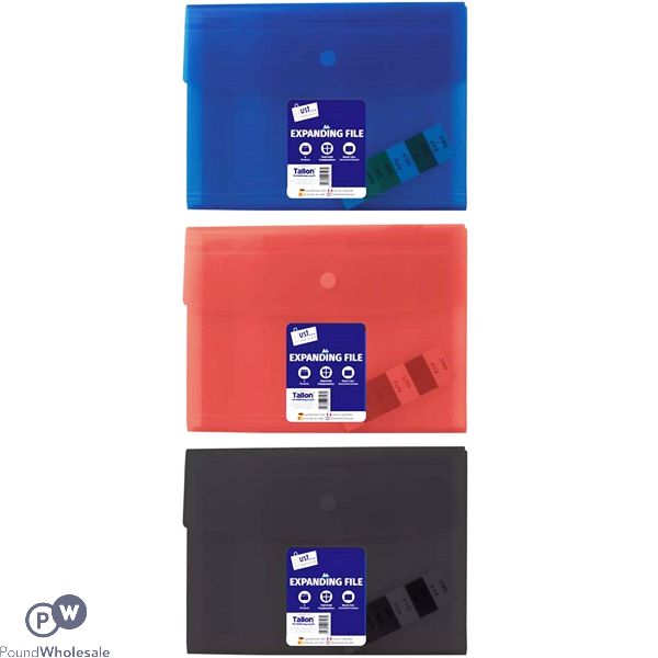 Just Stationery A4 6 Pocket Expanding File Assorted Colours