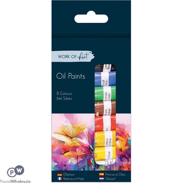 Work Of Art Assorted Colour Oil Paints 6ml 8 Pack