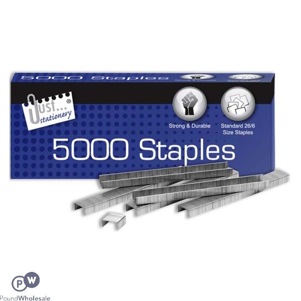 Just Stationery 26/6 Staples 5000 Pack Cdu