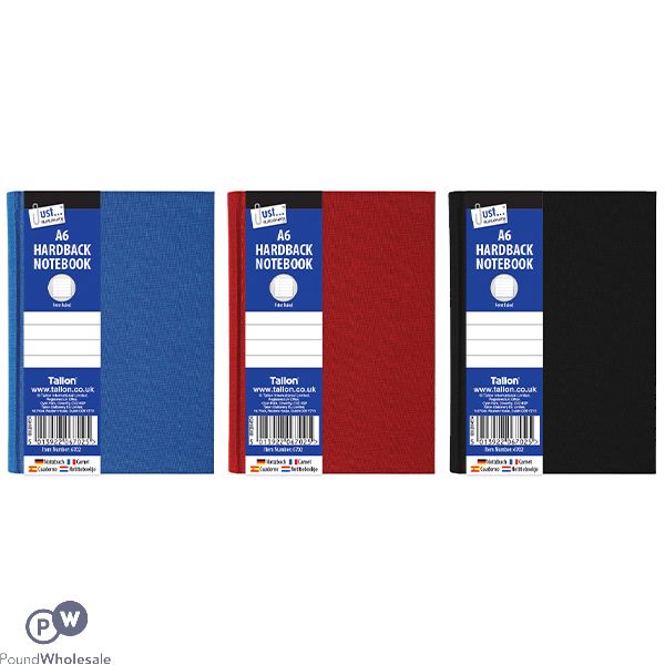 Just Stationery A6 Ruled Hardback Notebook Assorted Colours