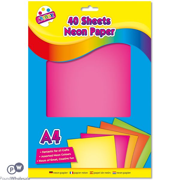 Artbox A4 Assorted Colour Neon Paper 40 Sheets