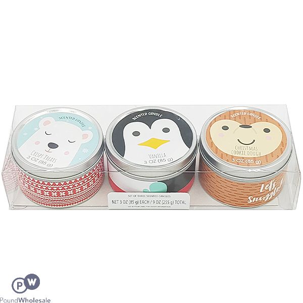 CRITTERS ASSORTED SCENTED TIN CANDLES 3OZ GIFT SET 3 PACK