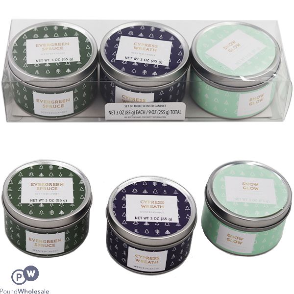 Nordic Assorted Scented Tin Candles 3oz Gift Set 3 Pack
