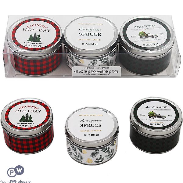 Plaid Assorted Scented Tin Candles 3oz Gift Set 3 Pack