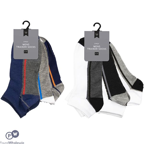 FARLEY MILL ASSORTED SIZE 7-11 MENS' TRAINER SOCKS 3 PACK