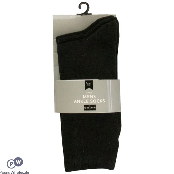 FARLEY MILL MEN'S SIZE 7-11 BLACK ANKLE SOCKS 3 PACK