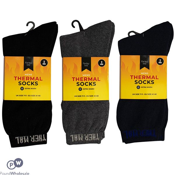 FARLEY MILL MEN'S SIZE 7-11 THERMAL SOCKS 2 PACK ASSORTED