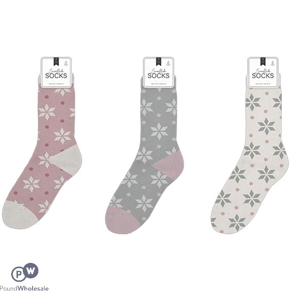 Farley Mill Ladies' Size 4-7 Snowflake Thermal Socks Assorted