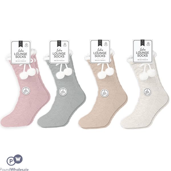 FARLEY MILL UK 3-7 CHENILLE CABLE GRIPPER LOUNGE SOCKS ASSORTED COLOURS