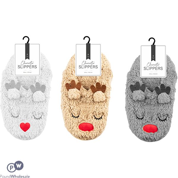 FARLEY MILL SUPER SOFT REINDEER SLIPPER SOCKS ASSORTED