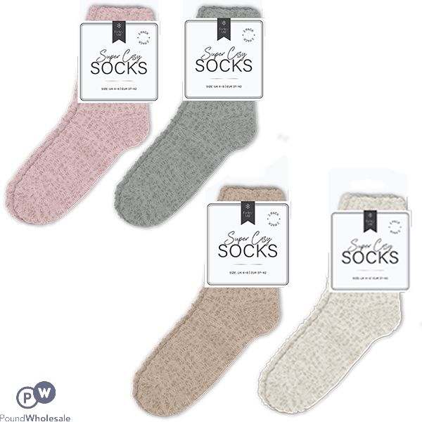 Farley Mill UK 4-8 Plain Cosy Socks 2 Pack Assorted Colours