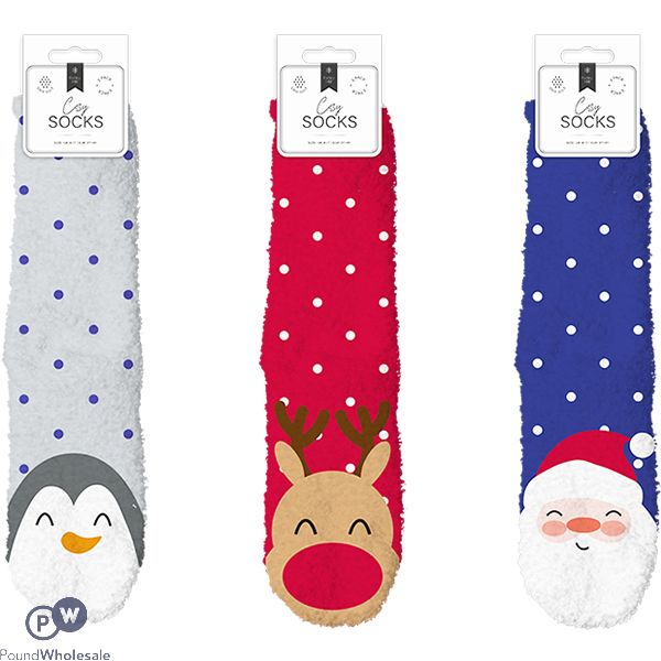 Farley Mill Uk 4-7 Cosy Printed Gripper Christmas Socks 2 Pack Assorted