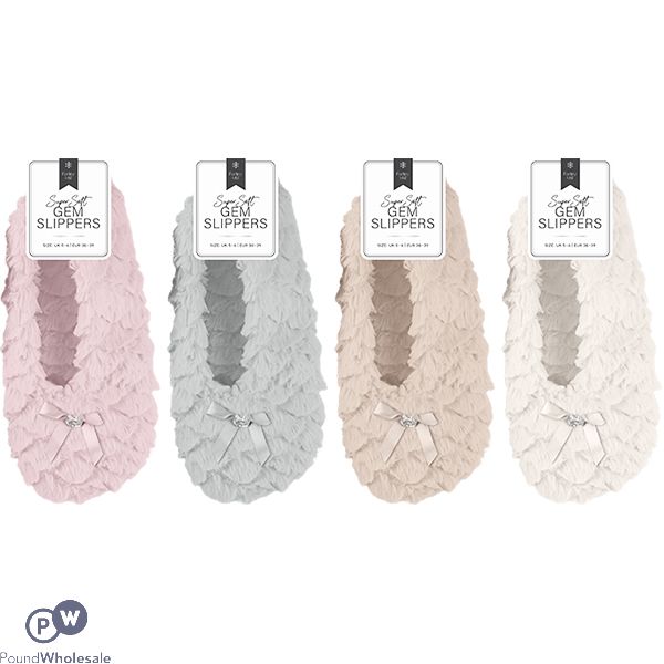 Farley Mill Super Soft Gem Trim Slippers Assorted