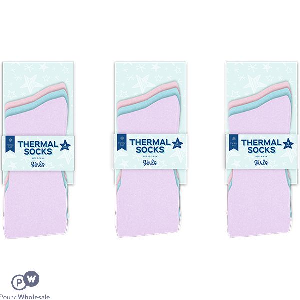 Farley Mill Assorted Colour Girls Thermal Socks 3 Pack