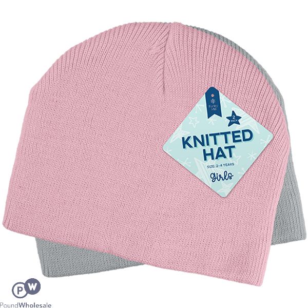 Farley Mill Girls Knitted Hat 2 Pack Assorted