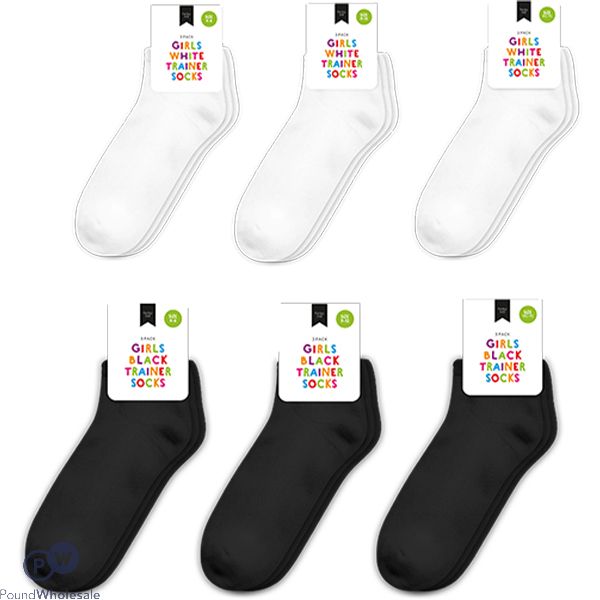Farley Mill Girls Plain Trainer Socks Assorted