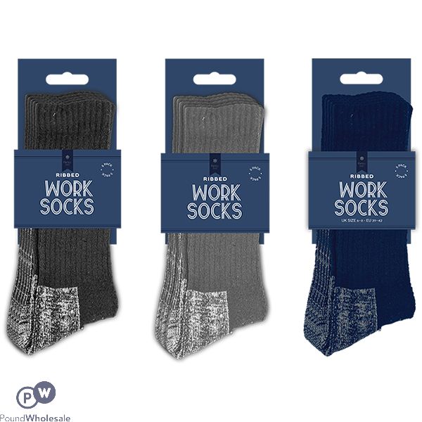 Farley Mill Ribbed Work Socks Assorted Colours 5 Pack